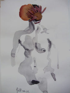 Flowerfolk, ink and dried flowers, 2011, 30 x 20cms